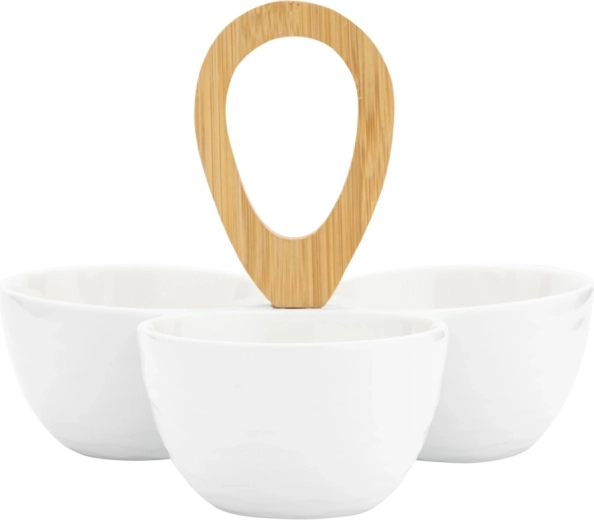 Set de 3 boluri cu mâner din bambus