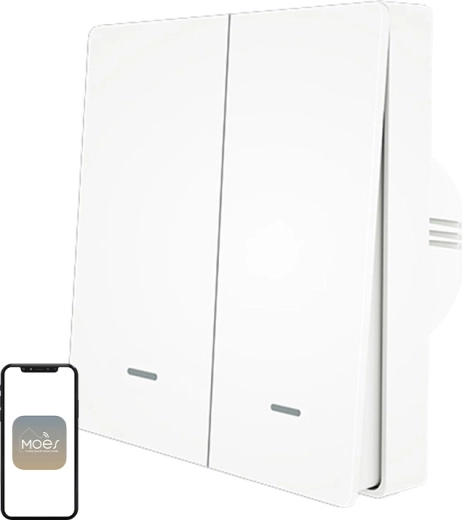 Moes întrerupător inteligent de lumină ZigBee 3.0 cu două canale - 1 bucată