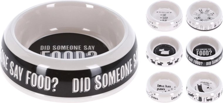 Bol din melamină pentru animale de companie 18 cm, mix de modele