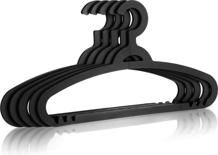 Umerașe din plastic pentru haine, negre, set de 5 bucăți