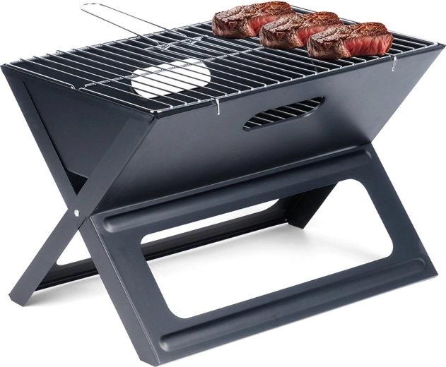 Grătar pliabil tip valiză pentru cărbuni BBQ