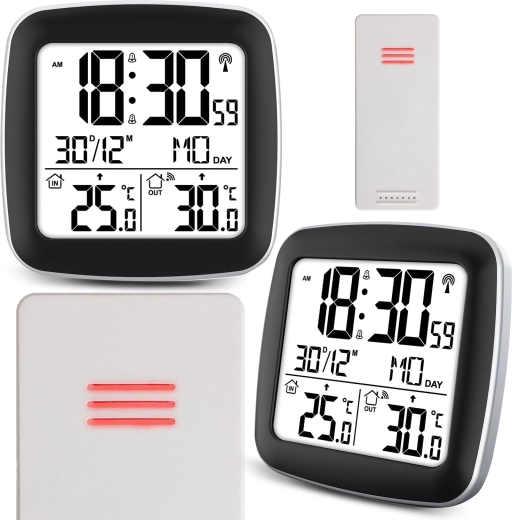 Stație meteorologică fără fir cu senzor wireless, argintie