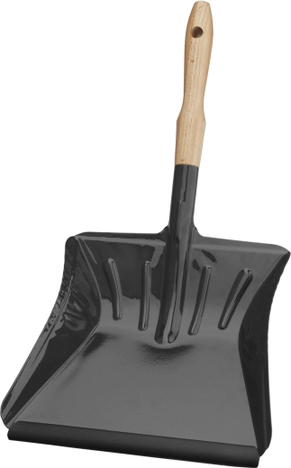 Făraș pentru gunoi cu mâner din lemn și margine din plastic