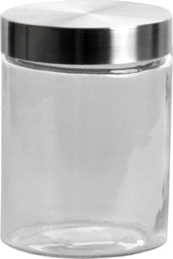 Borcan rotund din sticlă 1,3 l cu capac din inox
