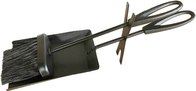 Set unelte pentru șemineu, 2 piese, din oțel negru, 38 cm