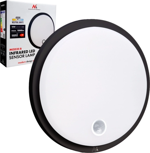 Corp de iluminat LED pentru perete și tavan cu senzor PIR, IP65, 10 W, 1000 lm, 4000 K