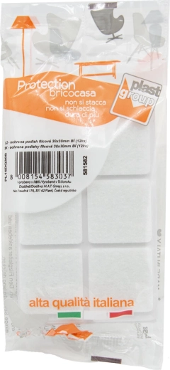 Tampoane autoadezive din fetru pentru mobilier 30 × 30 mm, alb (12 buc.)