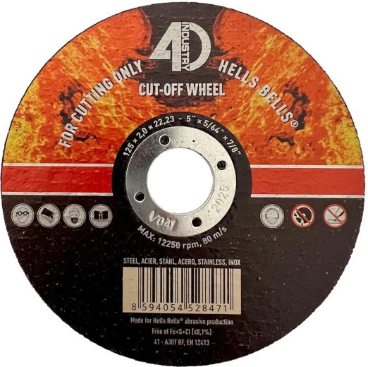 Disc de tăiere pentru oțel și inox 125 × 2,0 × 22,2 mm