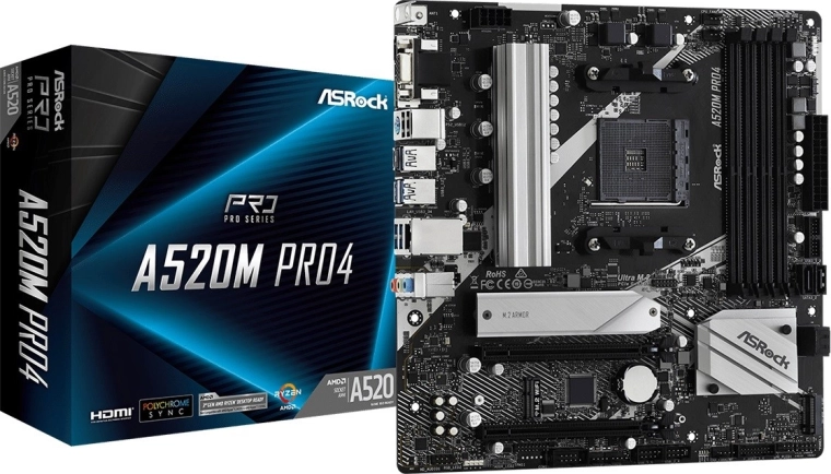 Placă de bază ASROCK A520M PRO4 (AM4, microATX)