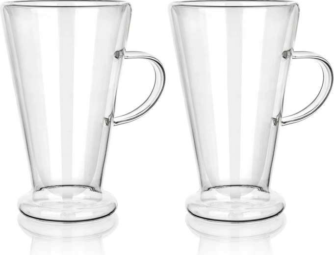 Căni din sticlă cu perete dublu pentru latte 400 ml DOBLO, set 2 bucăți