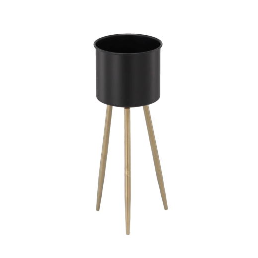 Suport elegant din metal pentru flori 18 × 18 × 50 cm, negru cu picioare aurii