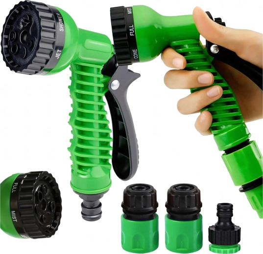 Pistolă de stropit pentru grădină reglabilă cu 7 moduri și 3 cuple rapide