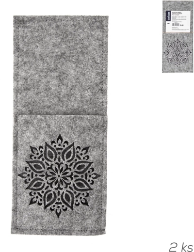 Toc din fetru pentru tacâmuri cu decupaj decorativ, gri