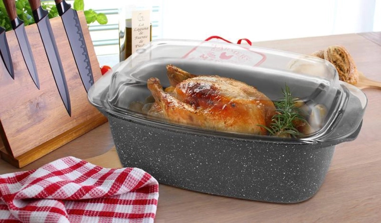Tavă de copt cu capac din borosilicat 32 × 20 cm, negru