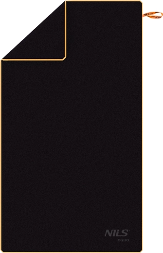 Prosop din microfibră NILS Aqua, negru‑portocaliu