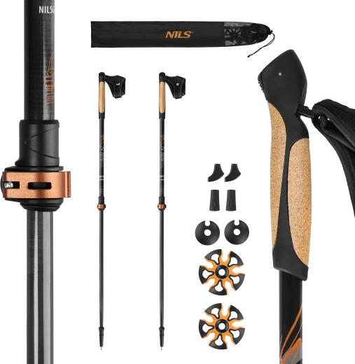 Bețe de nordic walking NILS cu mâner din plută și carbon