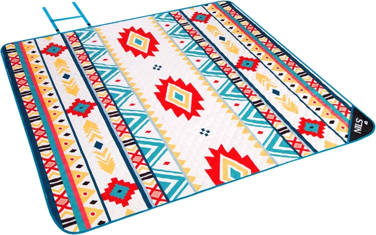 Pătură de picnic NILS Camp Aztec, impermeabilă, pliabilă cu mâner