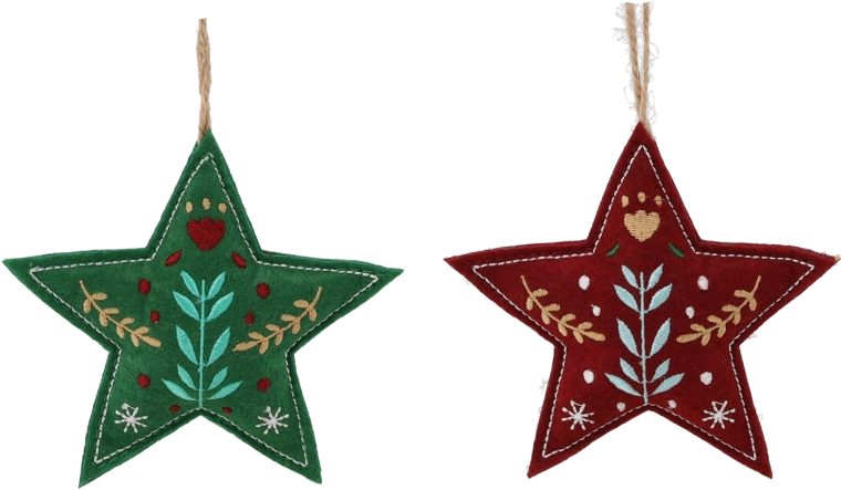 Stea suspendată de Crăciun verde/burgund 10 × 2 × 18 cm