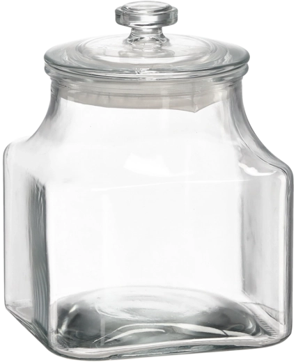 Borcan pătrat din sticlă 2,4 l cu capac din sticlă