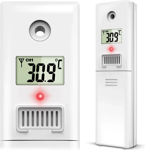 Senzor wireless de temperatură și umiditate pentru stația meteo BERDSEN BD-905, alb