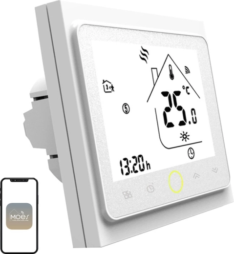 Termostat Moes Wi‑Fi LCD pentru încălzire electrică în pardoseală