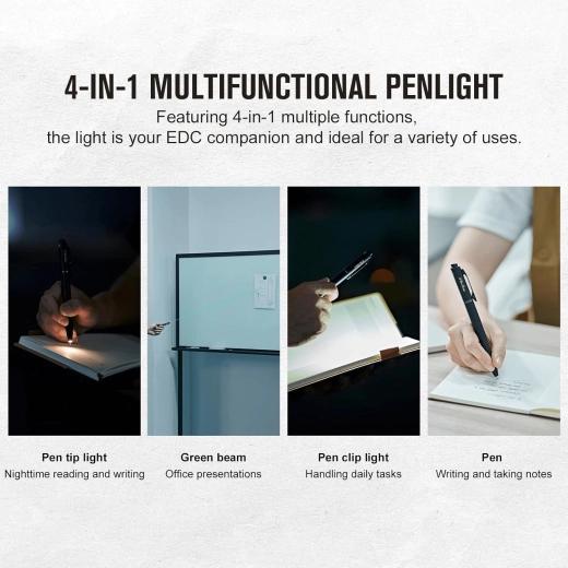 Olight O'Pen Glow 4-în-1 pix EDC cu lumină LED și laser verde