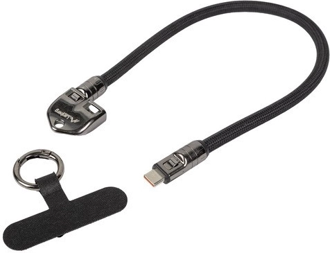 Cablu Lanberg USB-C cu breloc și buclă 30 cm 240 W negru