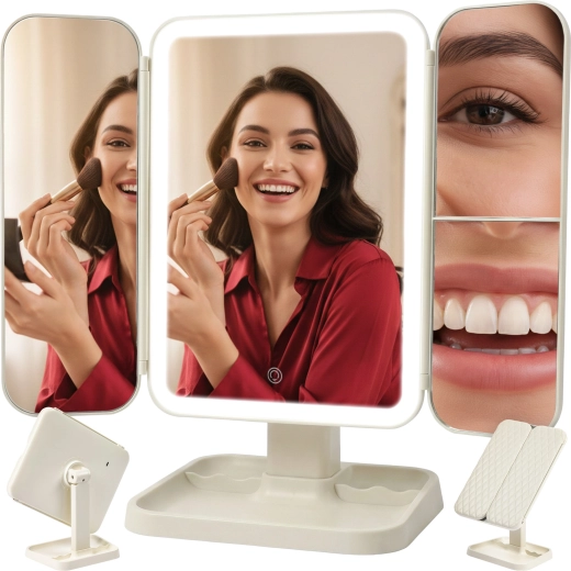 Oglindă cosmetică pliabilă LED Soulima cu mărire