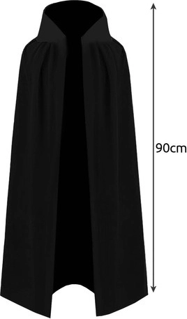 Pelerină neagră lungă cu guler (90 cm)