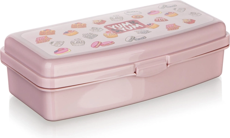 Cutie de prânz roz YUM cu închidere cu clips 20 × 9,5 × 5,5 cm