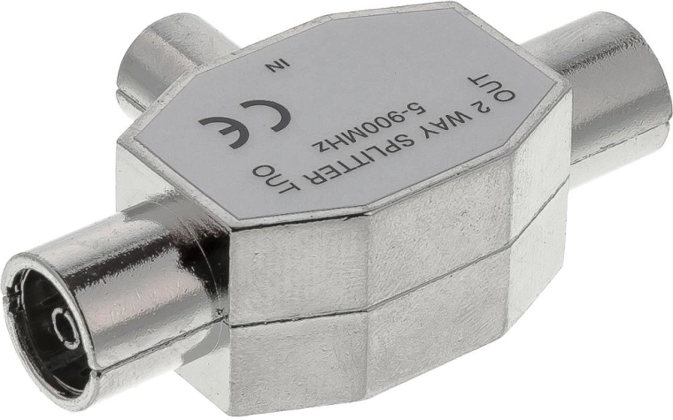 Distribuitor coaxial bidirecțional Sencor 1M–2F, nichel