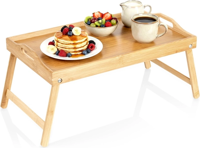 măsuță de mic dejun pliabilă din bambus 2-în-1 50 × 30 × 24,5 cm