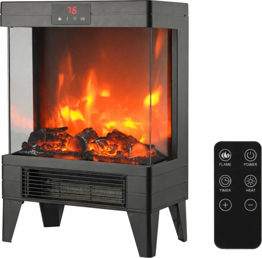Șemineu electric cu flăcări LED 2000 W, 32,2 × 18 × 52,3 cm
