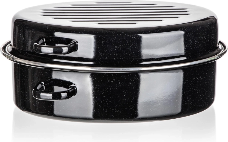 Tavă ovală emailată 38 × 23,5 × 17 cm, 2 piese CULINARIA Black BANQUET
