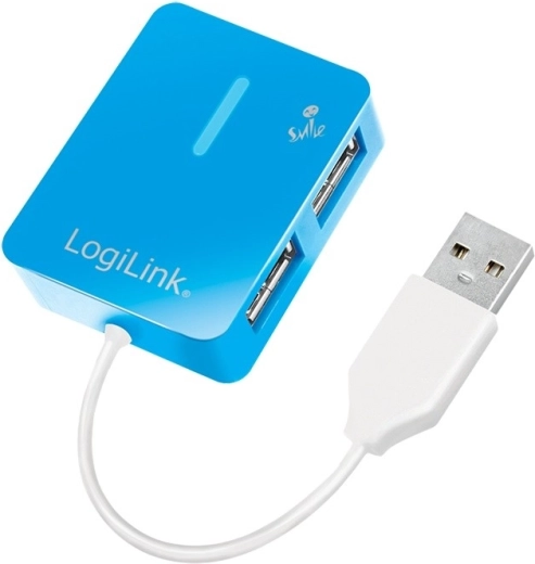Hub USB 2.0 LogiLink Smile, 4 porturi, albastru