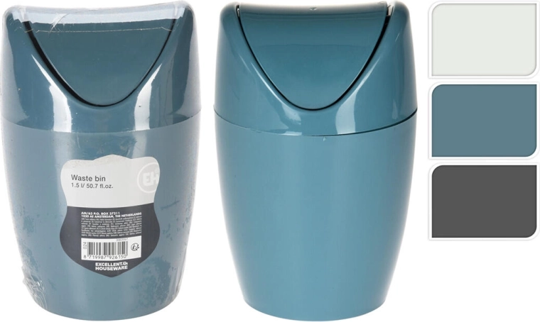 Coș de gunoi de masă cu capac basculant 1,5 l, din plastic, rotund