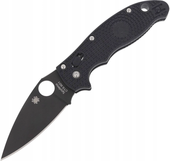 Briceag pliabil Spyderco Manix 2 Lightweight Black, finisaj negru DLC, mâner FRN 8,6 cm