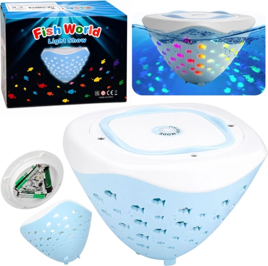 Lumină LED plutitoare pentru piscină și cadă IP68, cu proiecție de peștișori, 6 moduri