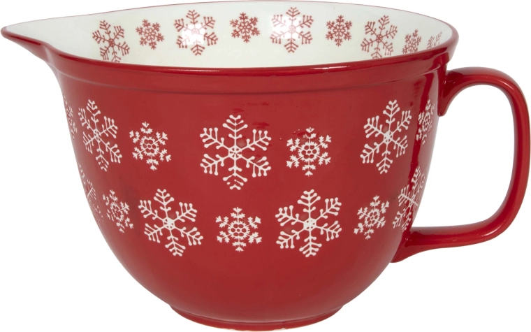 Bol roșu cu fulgi de zăpadă albi