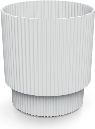 Ghiveci din plastic Milly 19,5 cm alb – înveliș modern, striat, pentru plante