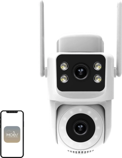 Cameră IP Wi‑Fi de exterior Moes cu obiectiv dublu 8 MP
