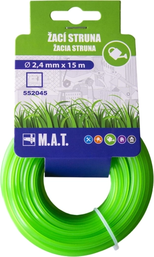 Fir de tăiere nylon 2,4 mm pătrat, 15 m, verde
