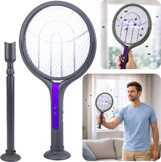 paletă electrică telescopică anti-insecte 2în1 cu lampă împotriva țânțarilor