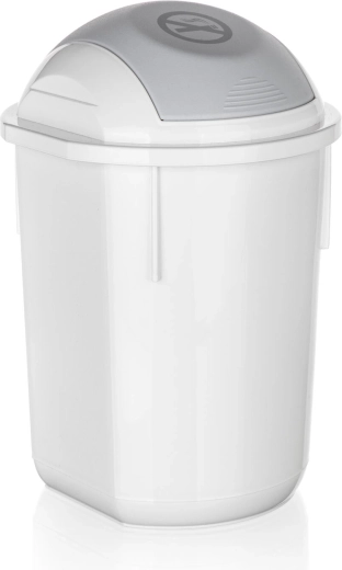 Coș de gunoi din plastic cu capac basculant 8 l – alb