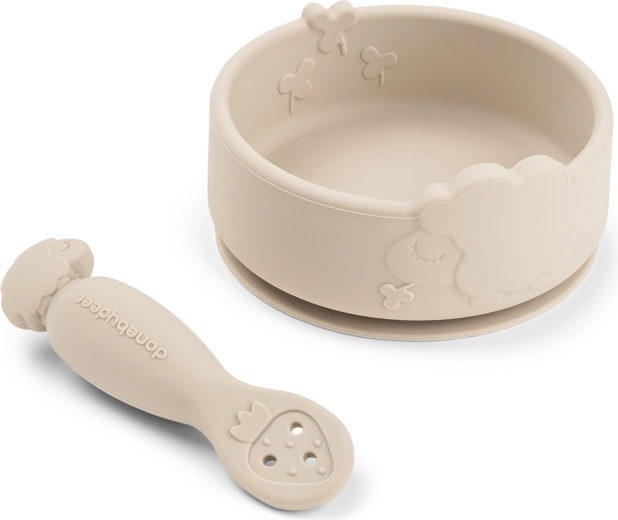 Done by Deer set de învățare pentru masă Stick&Stay Sheepy, culoare nisip
