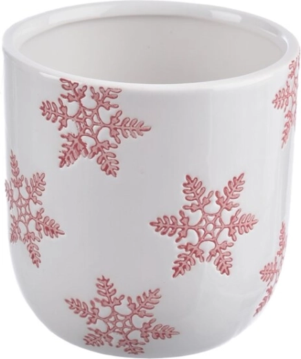 Ghiveci ceramic cu motiv de fulgi de zăpadă alb/roșu 11 × 11 × 11 cm