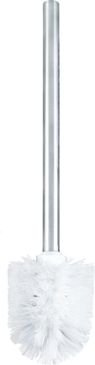 Perie WC cu mâner din inox, albă, diametru 8 cm