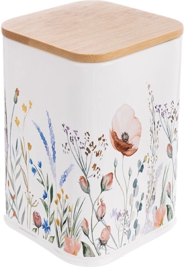Cutie din tablă cu capac din bambus Mac 7,2 × 7,2 × 10,5 cm