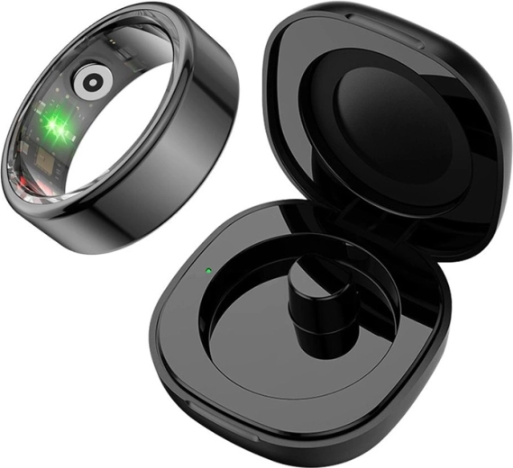 Inel inteligent COLMI R02 mărimea 9 (18,9 mm) negru cu cutie de încărcare