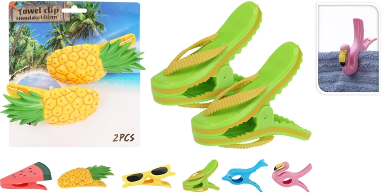 Clemă pentru prosop de plajă – mix de decoruri (2 buc)